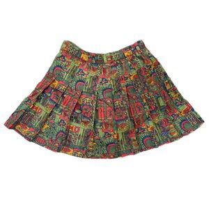 Vintage Reebok multi-coloured patterned pleated sporty mini skirt
